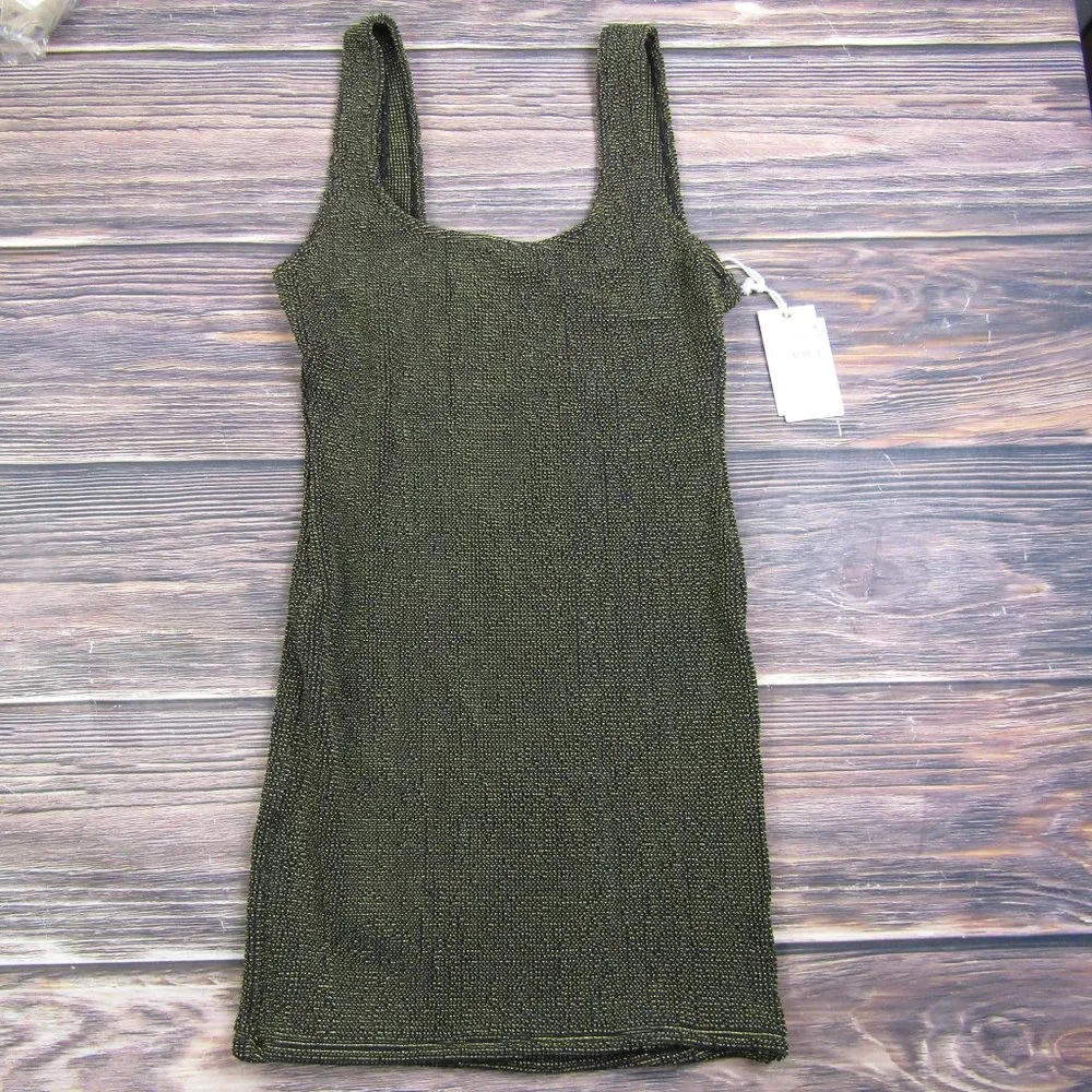 Good American NEW Small/Medium Sz 1/2 Black Metallic Fits Sculpt Dress Bodycon - Picture 4 of 11